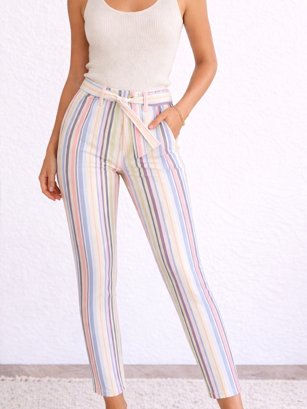 JOES Jeans The Luna High Rise Cigarette Ankle Pants Striped 30 Coastal Preppy